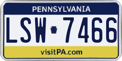 PA license plate LSW7466