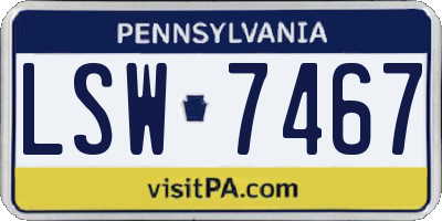 PA license plate LSW7467