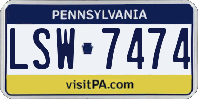 PA license plate LSW7474