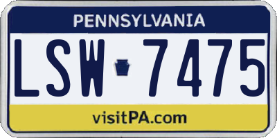 PA license plate LSW7475