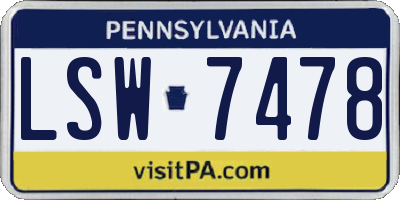 PA license plate LSW7478