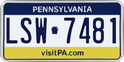 PA license plate LSW7481