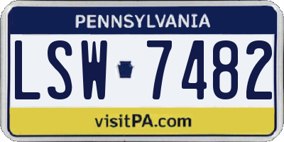 PA license plate LSW7482