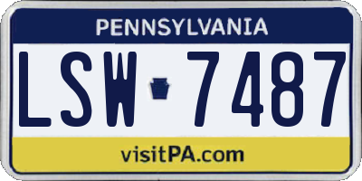 PA license plate LSW7487
