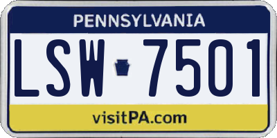 PA license plate LSW7501