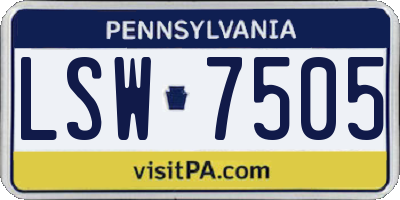 PA license plate LSW7505