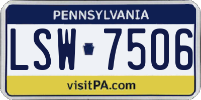 PA license plate LSW7506