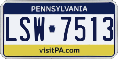 PA license plate LSW7513