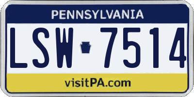 PA license plate LSW7514