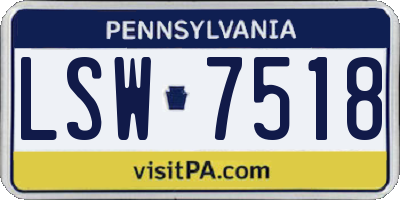 PA license plate LSW7518