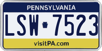 PA license plate LSW7523