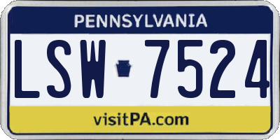 PA license plate LSW7524
