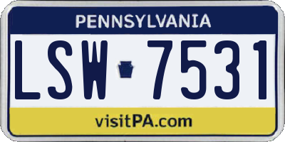 PA license plate LSW7531