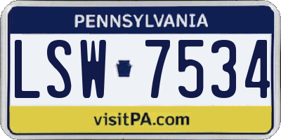 PA license plate LSW7534