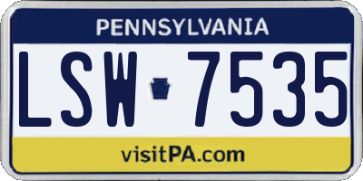 PA license plate LSW7535