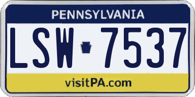 PA license plate LSW7537