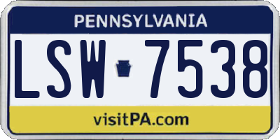 PA license plate LSW7538