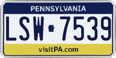 PA license plate LSW7539