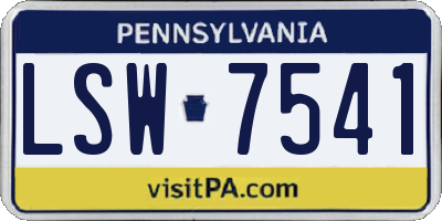 PA license plate LSW7541