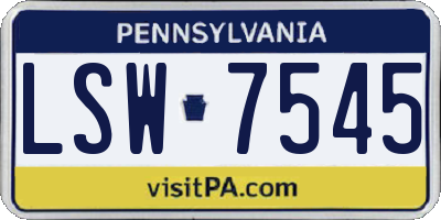 PA license plate LSW7545