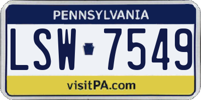 PA license plate LSW7549