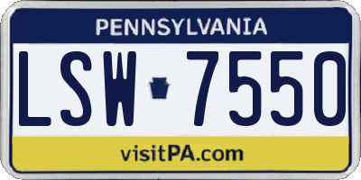 PA license plate LSW7550