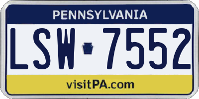 PA license plate LSW7552