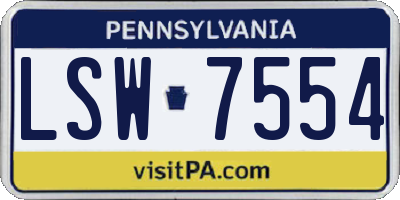 PA license plate LSW7554