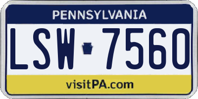PA license plate LSW7560