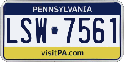 PA license plate LSW7561
