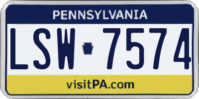 PA license plate LSW7574