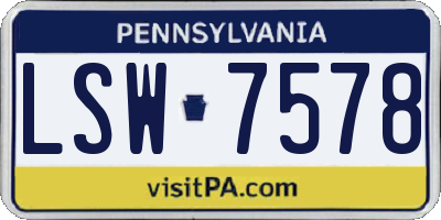 PA license plate LSW7578
