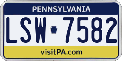 PA license plate LSW7582