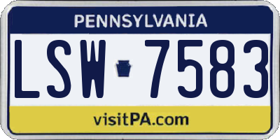 PA license plate LSW7583