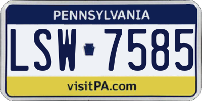 PA license plate LSW7585