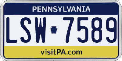 PA license plate LSW7589