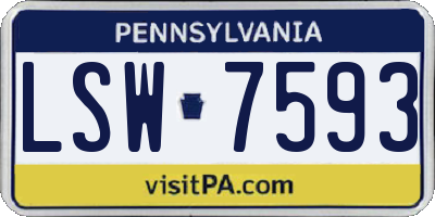 PA license plate LSW7593
