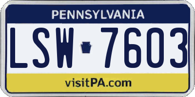 PA license plate LSW7603
