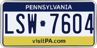 PA license plate LSW7604