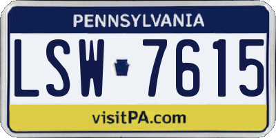 PA license plate LSW7615