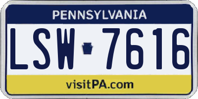 PA license plate LSW7616