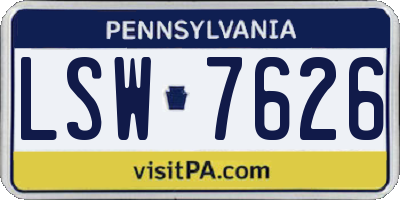 PA license plate LSW7626