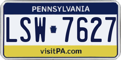 PA license plate LSW7627