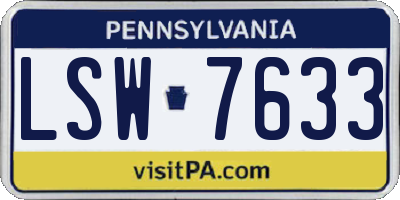 PA license plate LSW7633