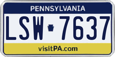 PA license plate LSW7637