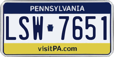 PA license plate LSW7651