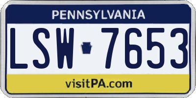 PA license plate LSW7653