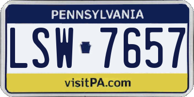 PA license plate LSW7657