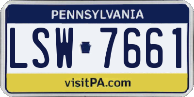PA license plate LSW7661