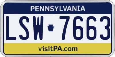 PA license plate LSW7663